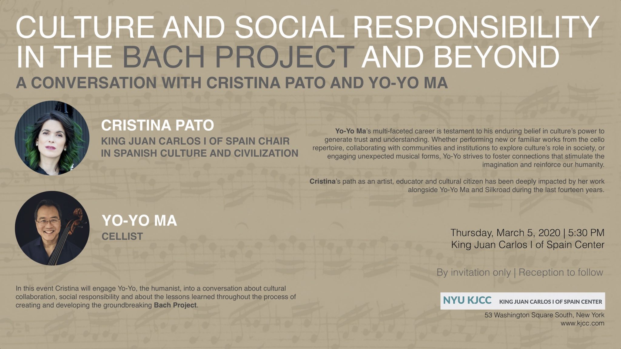 CRISTINA PATO | A CONVERSATION WITH YO-YO MA: Culture and Social Responsibility in the Bach Project and Beyond